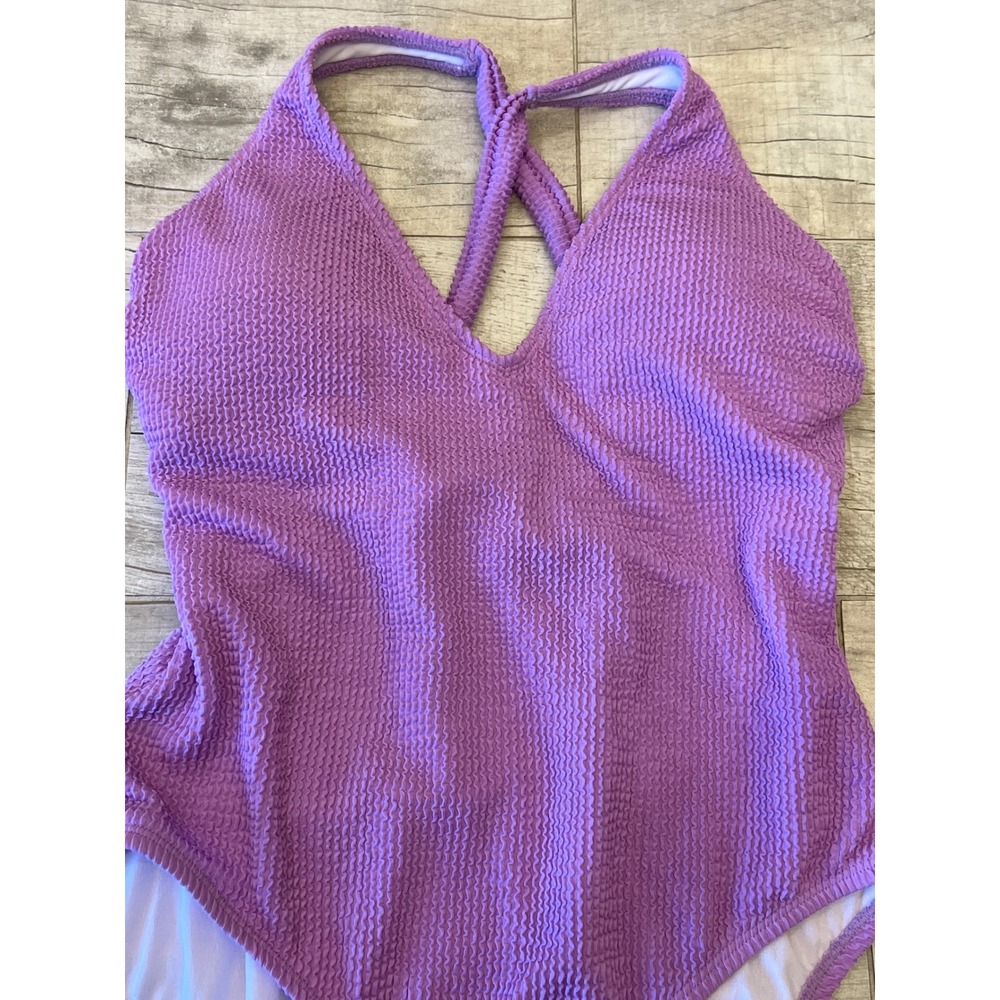Becca by Rebecca Virtue Purple Textured One Piece Swimsuit V-Neck XXL 1611431 - Picture 5 of 11